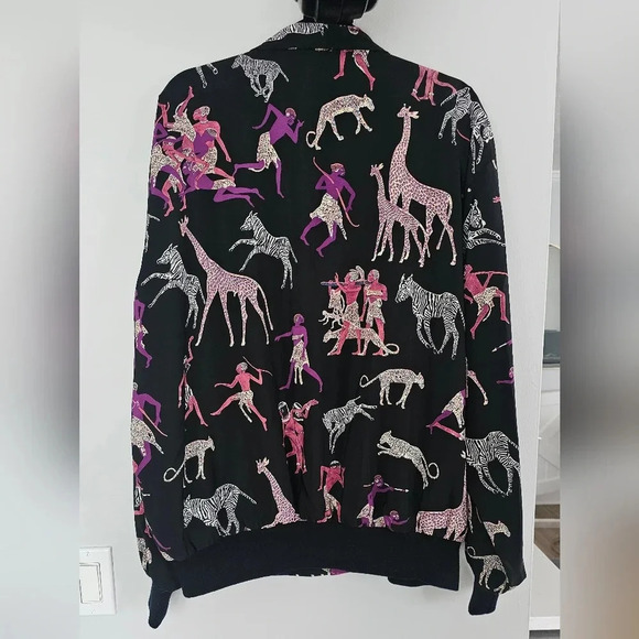 Via Ripatti Designs California  Jacket African Print Zip Black Sz XL - Picture 5 of 5